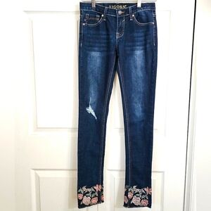 Vigoss Girls Denim Jeans 12 The Austin Ankle Skinny Embroidered Floral Western